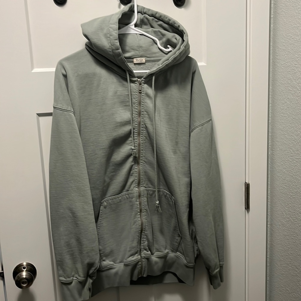 John Galt designer oversized hoodie. OS. Green/grey in color.